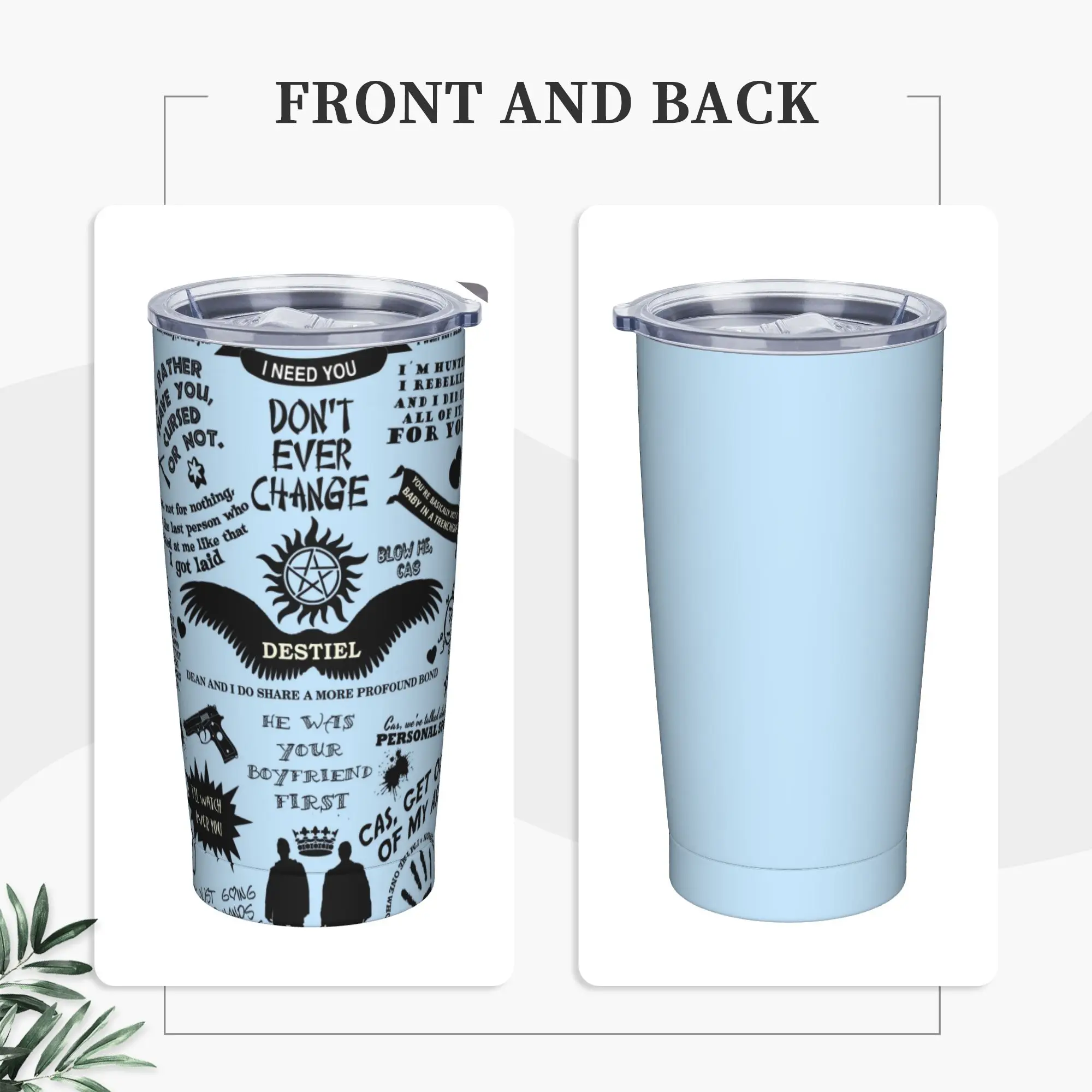 DESTIEL LOVE Supernatural Winchester Tumbler Vacuum Insulated  Coffee Cups with Lid Straw Travel Outdoor Mug Spill Proof, 20oz