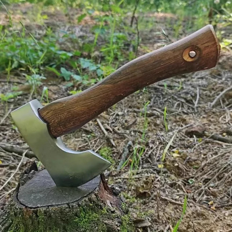 

Camping Survival Axe Small Hand Crafted Forging Axe Outdoors Portable Wooden Handle Axes Cutting Wood Chopping Hand Tools