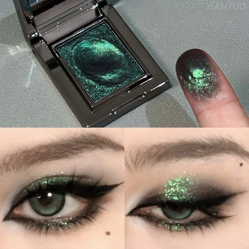 Metallischer Glitzer-Lidschatten-Creme Chamäleon Funkelnder Highlighter Aufhellendes Make-up Rauchblau Perlglanz-Lidschatten-Palette – Detail 2