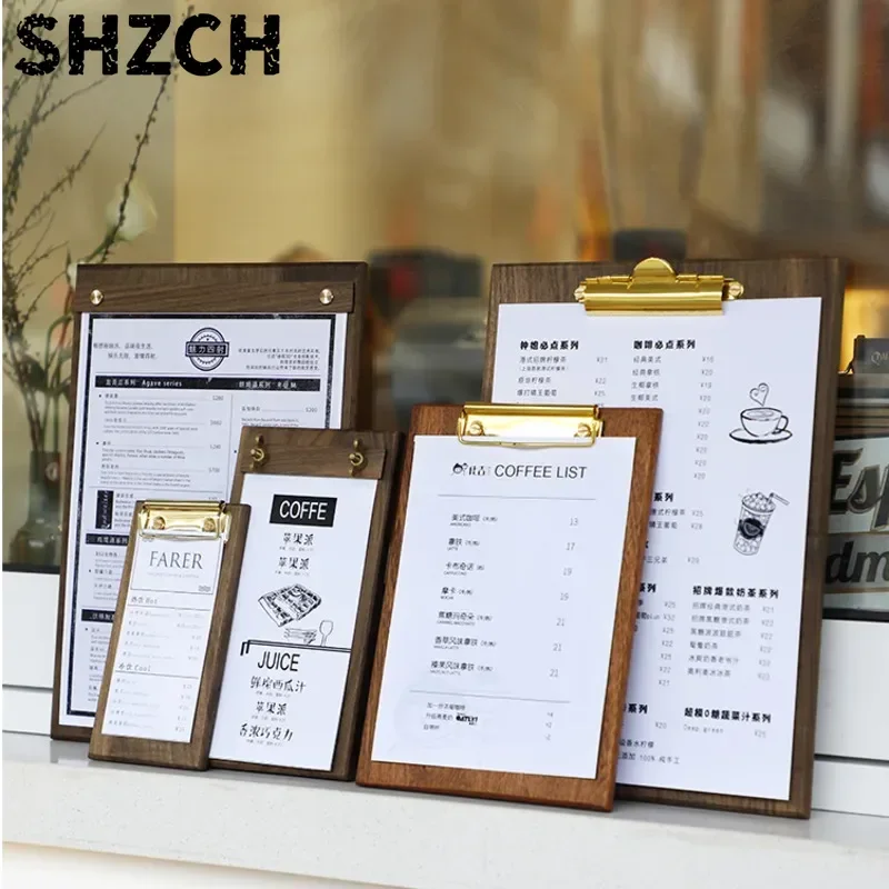 Multi-function Restaurant Menu Display Board  Walnut Student Writing Splint Japanese Style Cashier Clip Cafe Food Display Rack