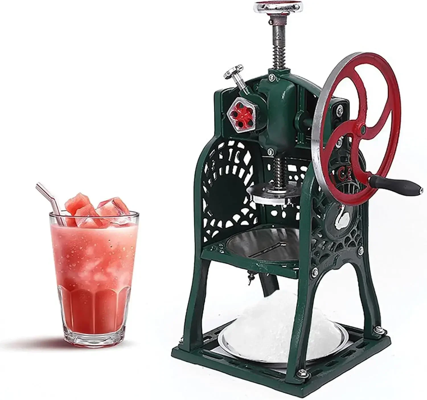 Shaved Ice Maker, Old-Fashioned Snow Plow Ice Crusher， Manual, Fluffy Snow,Unplugged Energy Saving for Summer Use Ice Crusher Ma