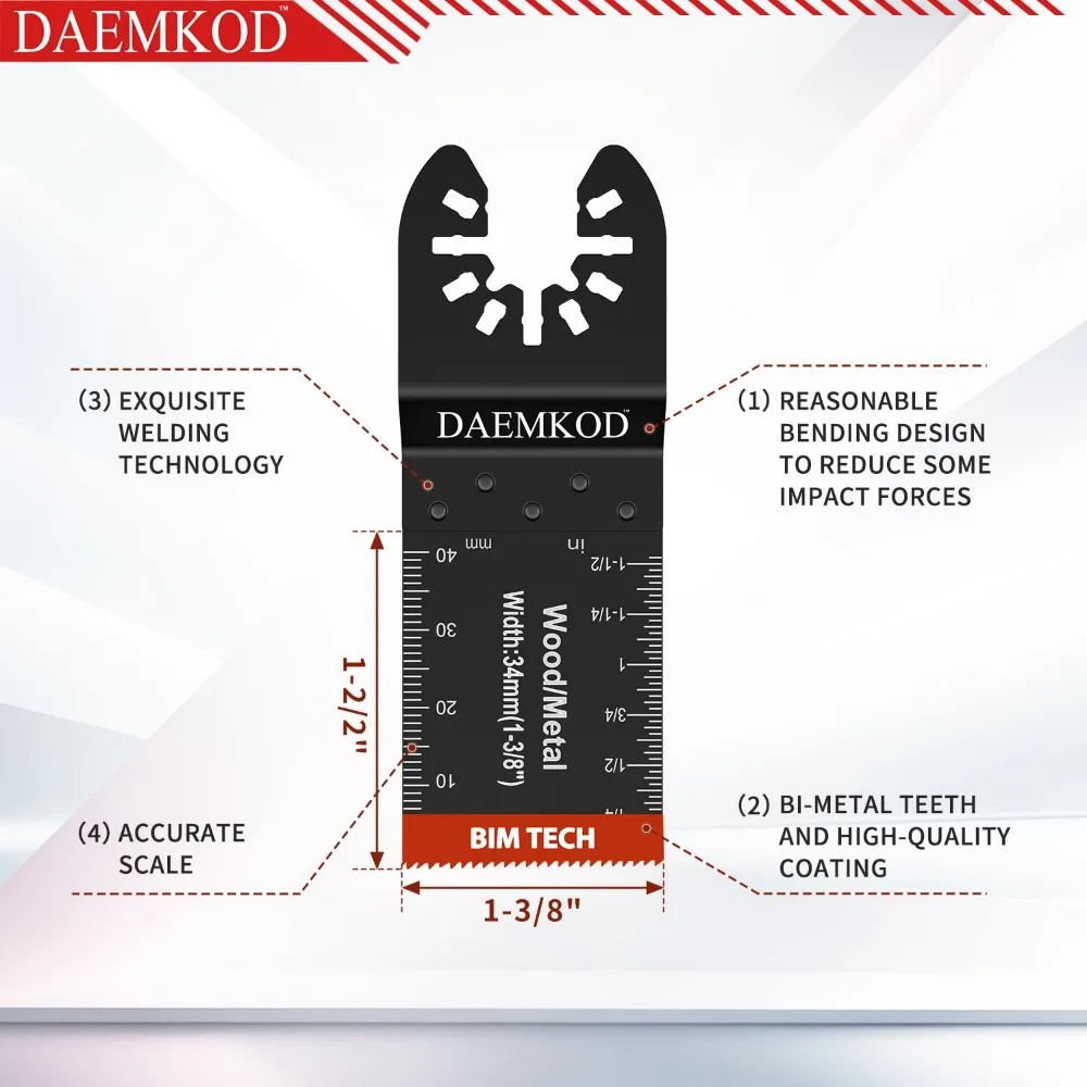 50-Pack Bi-Metal Oscillating Saw Blades for Metal, Wood, Plastic - Fits Major Power Tools