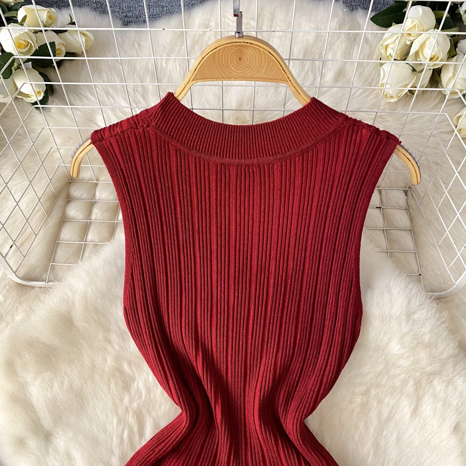 فستان مثير أنيق حلو برقبة دائرية متماسكة بدون أكمام فستان عتيق أنيق كوري أنيق للحفلات فساتين صيفية ضيقة على شكل حرف a صغيرة