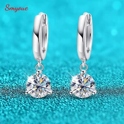 Smyoue-pendientes de gota de moissanita de corte brillante para mujer, joyería fina de boda clásica de 3 puntas, Plata de Ley S925 GRA, 0,5-2CT