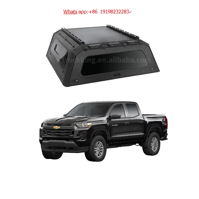 

Factory Hot Selling .Black Matte Truck Topper With Spoiler For Chevrolet Colorado GMC Canyon Rust-Proof Camper Shell Aluminum Ha