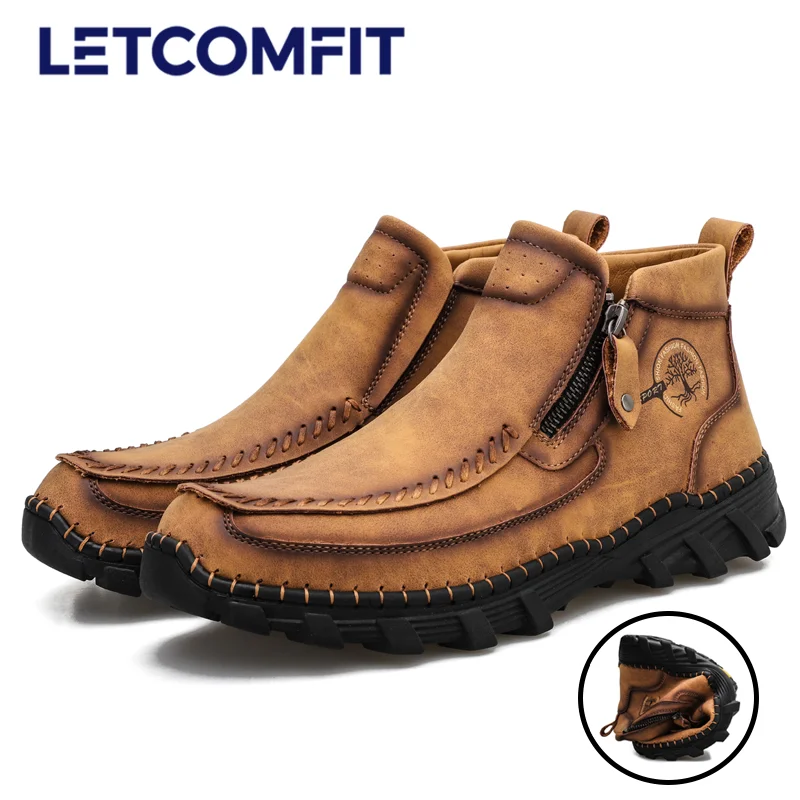 

Мужская повседневная обувь из высококачественной кожи, дышащие мужские лоферы ручной работы, модные мужские кроссовки, уличные нескользящие ботильоны 38-48