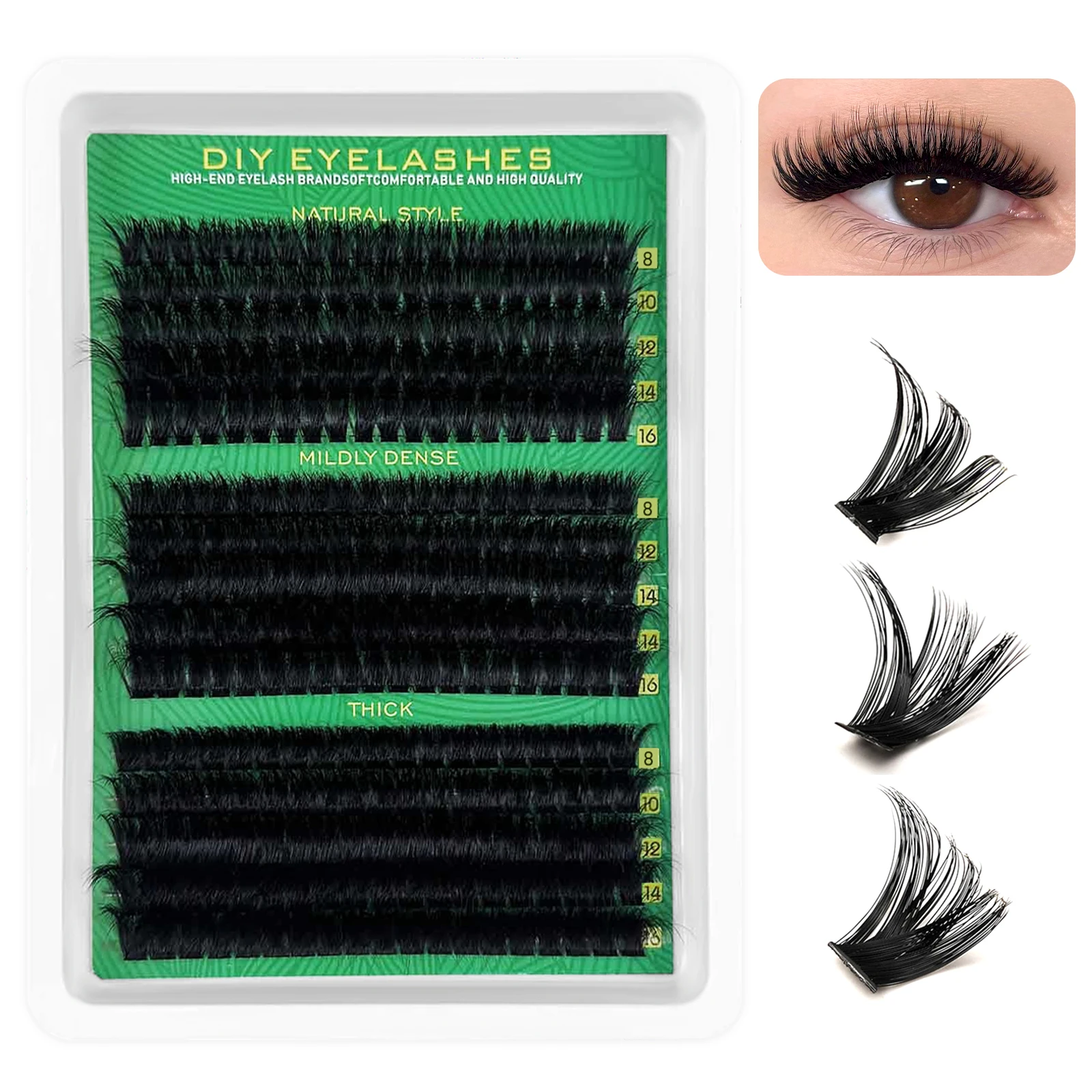 60D 80D 100D Mixed DIY Lash Clusters D Curl 8-16mm, Natural to Dramatic Volume Individual Eyelash Extensions for Home Makeup