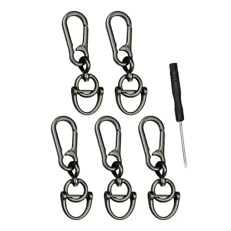 

Q0KA Pack Of 5 Heavy Duty Zinc Alloy Carabiner Keychain Clip Secure Detachable Horseshoe Hook For Keys Backpacks