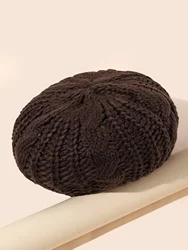 New Fried Dough Twists Big Bud Knitted Hat Windproof and Cold proof Women's Woolen Berets in Autumn and Winter