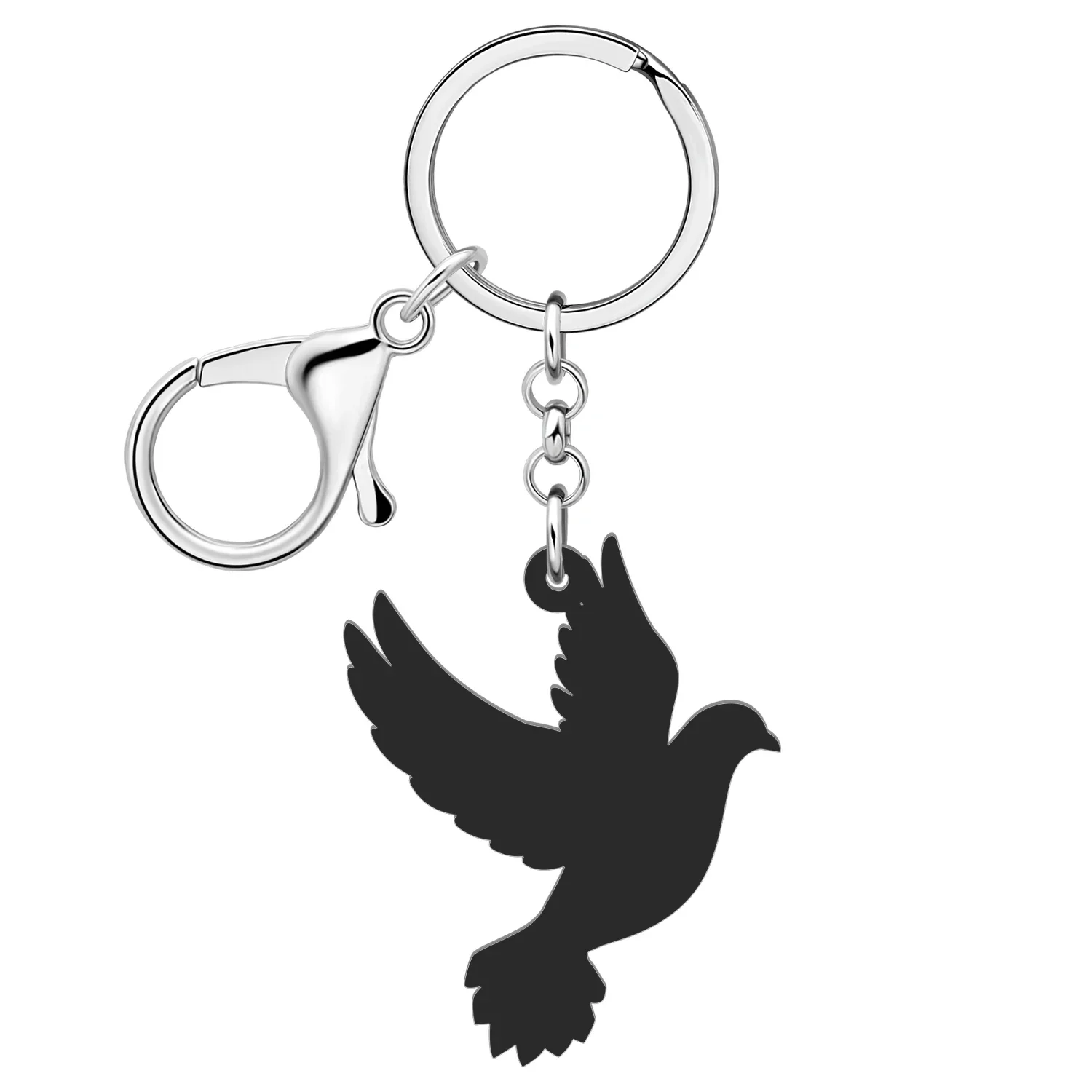 Bonsny Acrylic Flying Pigeons Birds Keychain Animals Pets Accessories Handbag Car Key Chains Rings Gifts for Women Girls Friends
