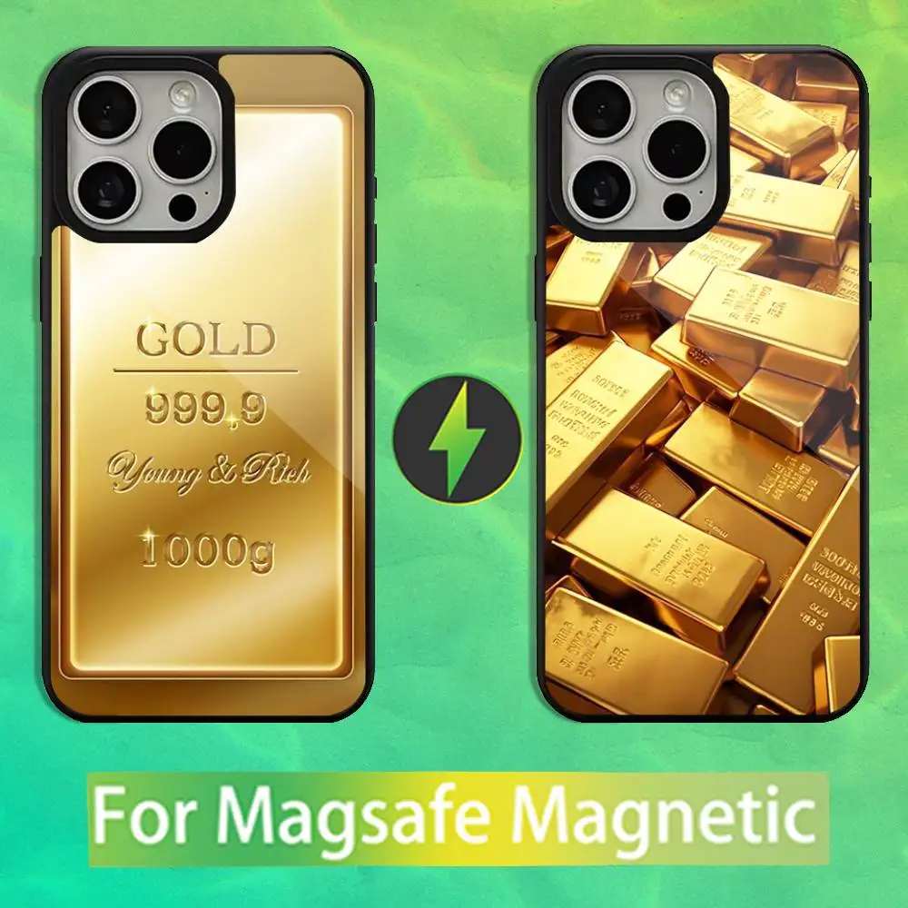 

Art Dazzling Gold Phone Case For iPhone 16,15,14,13,12,11,Pro,Max,Plus,Mini,Magsafe,Magnetic Wireless Charging Case
