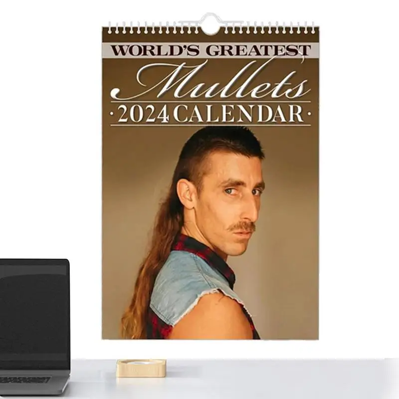 2024 Wall Calendar World's Greatest Mullets Jan 2024-Dec 2024 Calendar Planner  Thickened paper Monthly Calendar for Home Decor