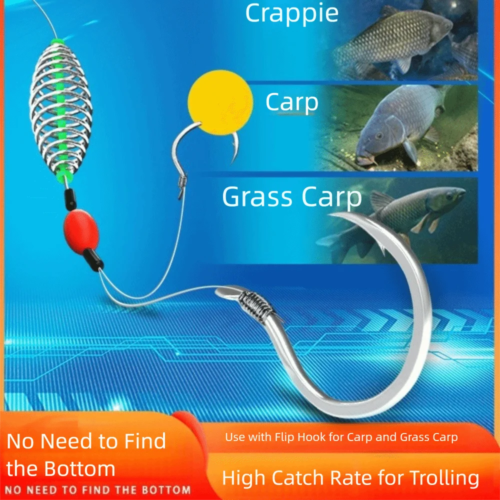 نظام تعليق مزدوج بخطاف لتعليق حفارات سمك الشبوط جاهز ومضاد للخط السفلي مقاس 4 #   5 #   6 #   منصات شعر الصيد المضادة للجزء السفلي