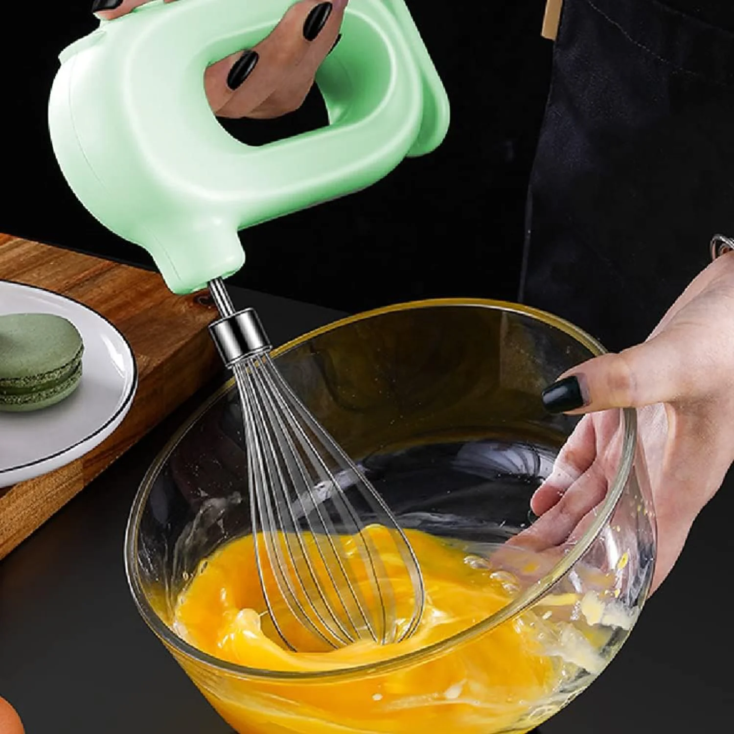 Egg Mixer - Kitchen Hand-Held Rechargeable Mixers 4- Blender Milk Frother with 2 Whisks for Coffee Foam, Puree Baby Food, S