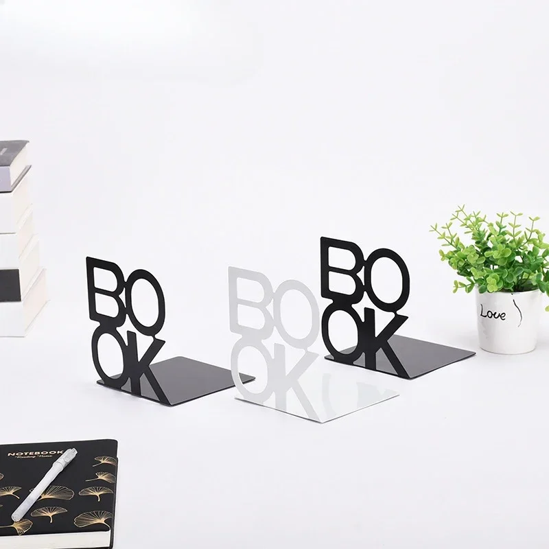 1Pcs Bookend Book Stand Support Sample Bookend Iron Desktop Art Non Slip Rack Shelf Holder School Stationery Office Accessories