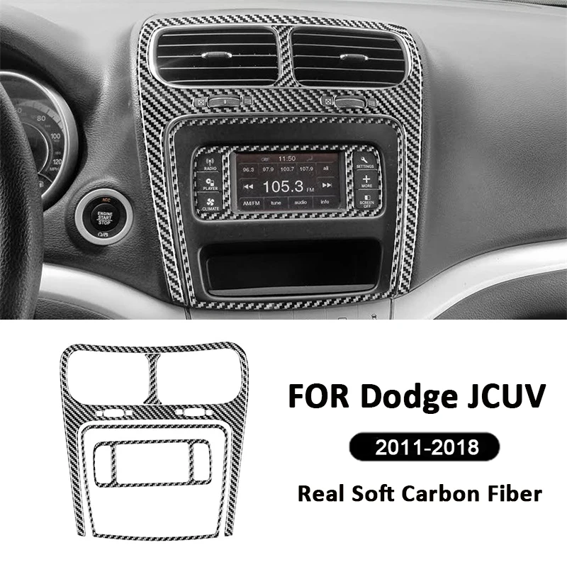 

Carbon Fiber Car Central Console Air Outlet Navigation Control Panel Frame Interior Decoration Sticker For Dodge JCUV 2011-2018