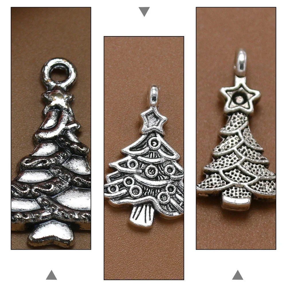 

50pcs Christmas Tree Charms Alloy Pendant Set For Jewelry Making Diy Craft Supplies Silver Metal Charms Necklace Bracelet