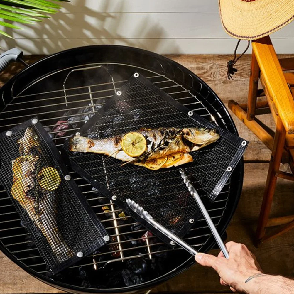

1 Pc Black 36x42cm Non Stick BBQ Mat PTFE Grill Mesh Pad Reusable Heat Resistant Grilling Accessories Lightweight Dishwasher