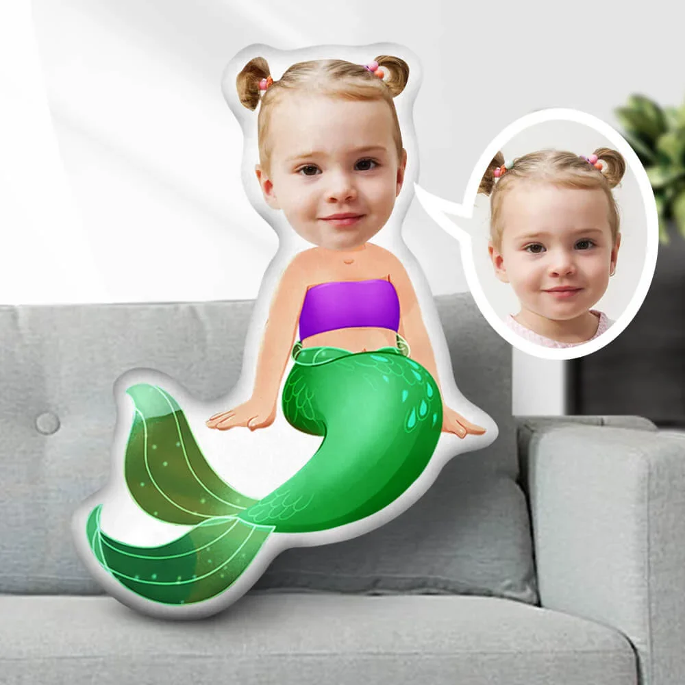 Minime Pillow cushion Dolls Photo Face customized  Pillow creative new Gift toys Personalized for girl  Little Mermaid