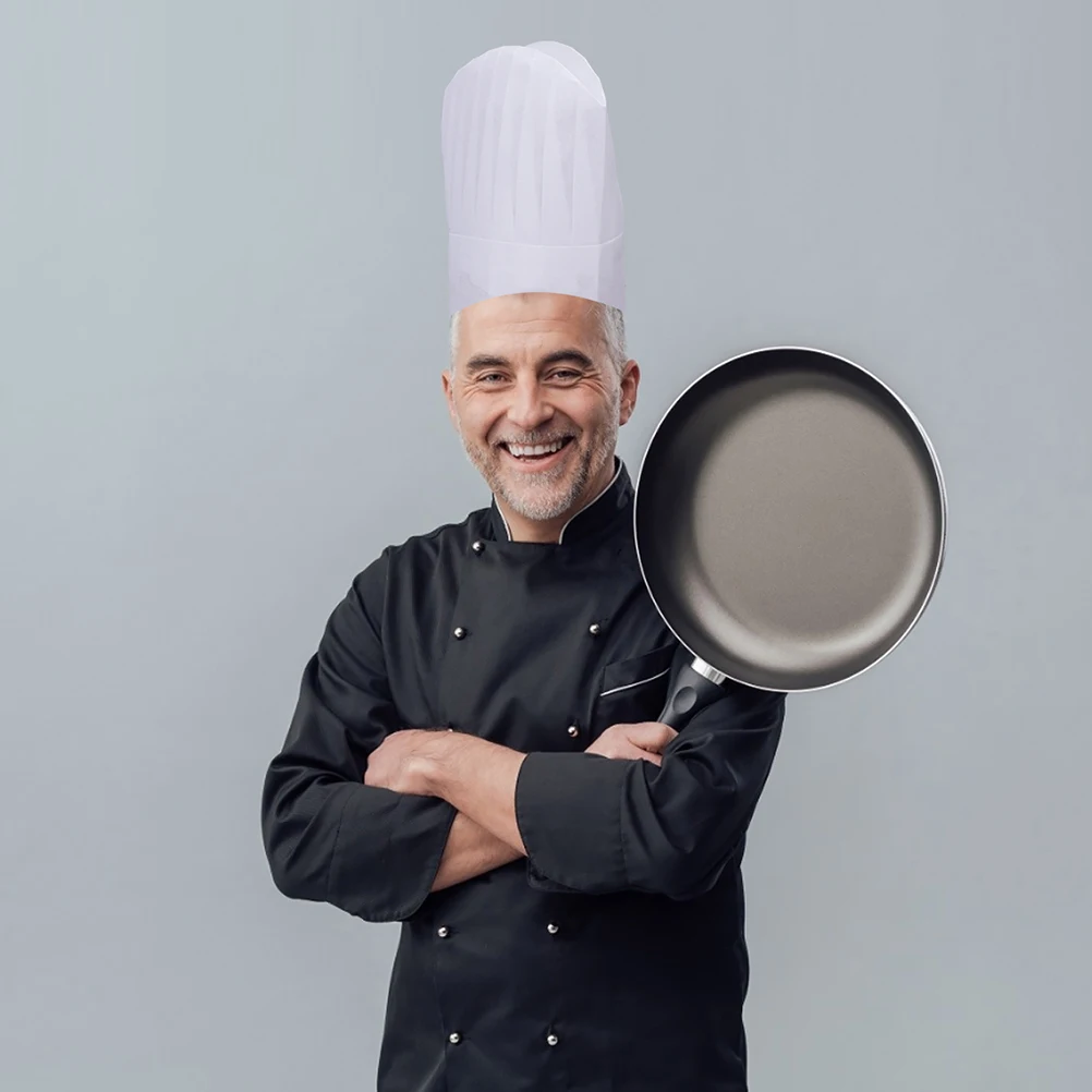 6 szt. Jednorazowe czapki kucharskie Premium z włókniny, wygodne do pracy w restauracji, gotowania, pieczenia i cateringu