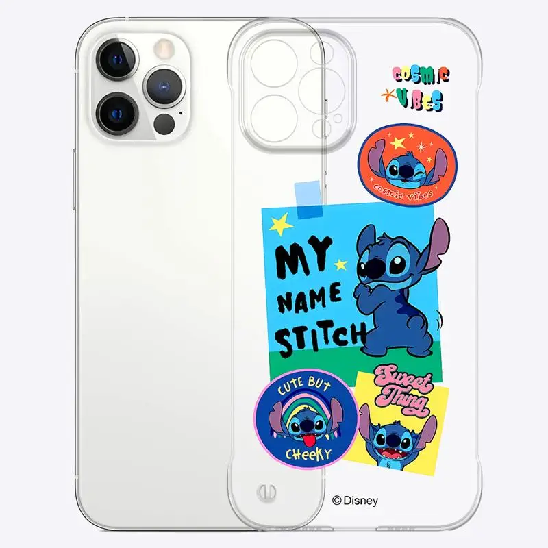 Disney Stitch Angie Cool Art phone case for Apple iphone 16 15 pro max cases 11 16plus 12 14 13 borderless cooling clear fundas