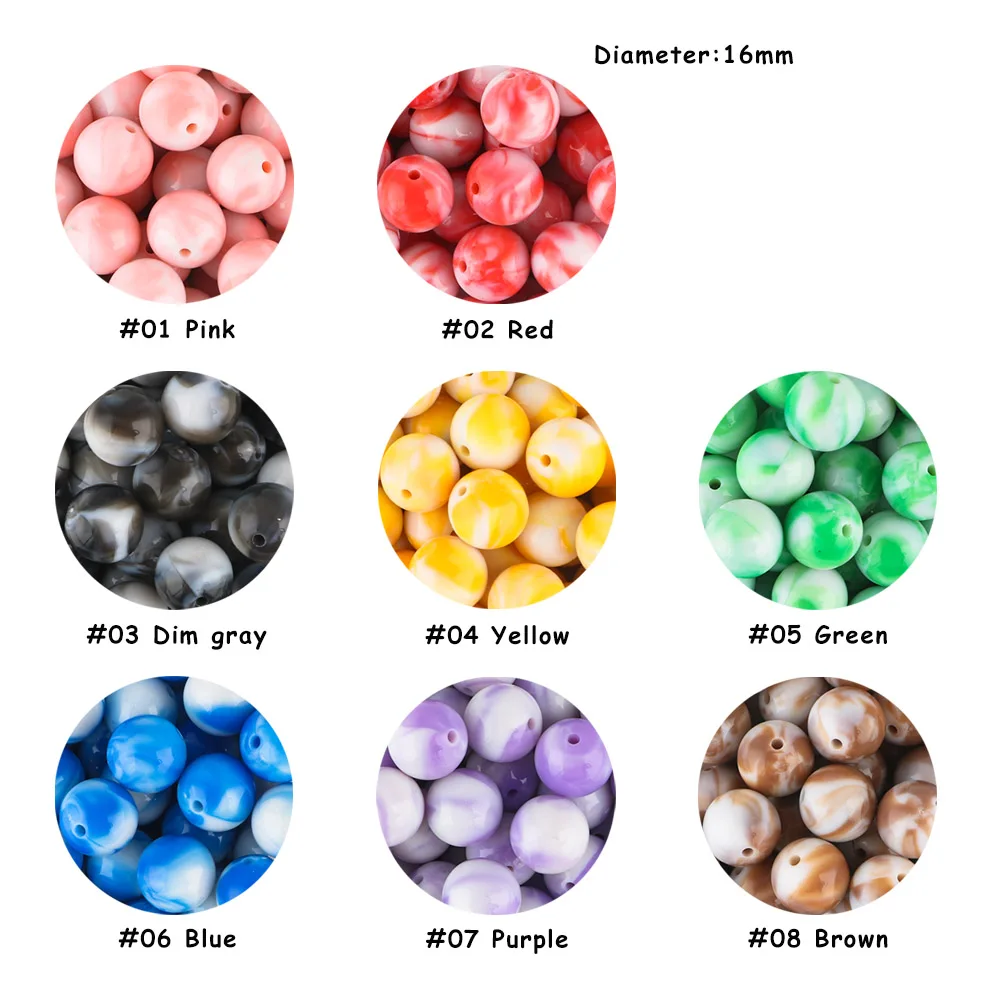 10/20/40Pcs Round Acrylic Beads 16MM Colorful Loose Spacer Beads Use For Crafts DIY Bracelet Necklace For Jewelry Making