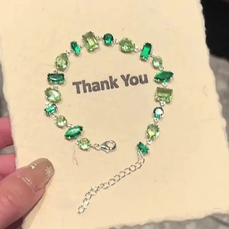 Funkelnde Bunte Kristallarmbänder für Frauen, Koreanische Zirkon-Metallkette, Partyschmuck, Valentinstagsgeschenk – Detail 5
