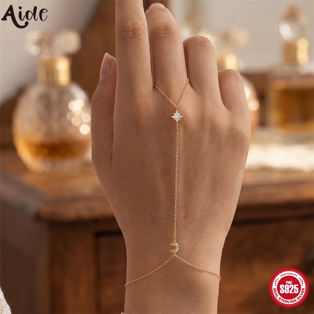 aide-925-スターリングシルバー-スタームーン-cz-ハンドチェーンブレスレット-18k-ゴールド接続フィンガースレーブチェーン-女性用-ミニマリストジュエリー