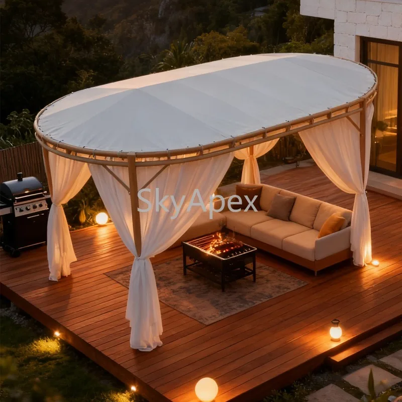 Oval Outdoor Villa Shade Rainproof Windproof UV Block Camp Shed Internet Celebrity Tent for Courtyard B&B Garden Balcony Terrace