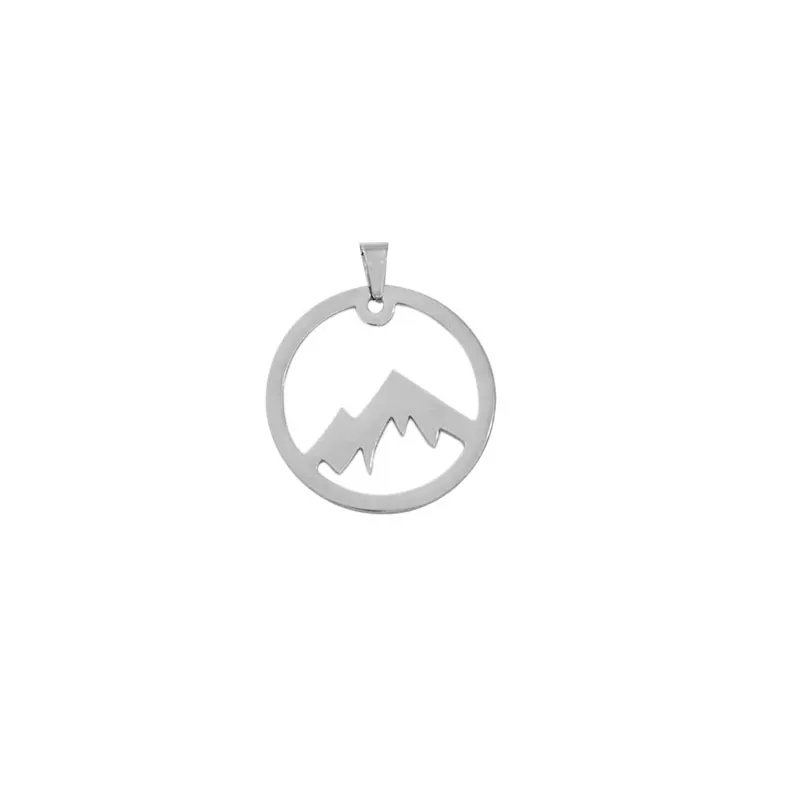 Wholesale 10pc/lot DIY New Snow Mountain Stainless Steel Round Charms Pendant For Men Women Making Jewelry Customized Items