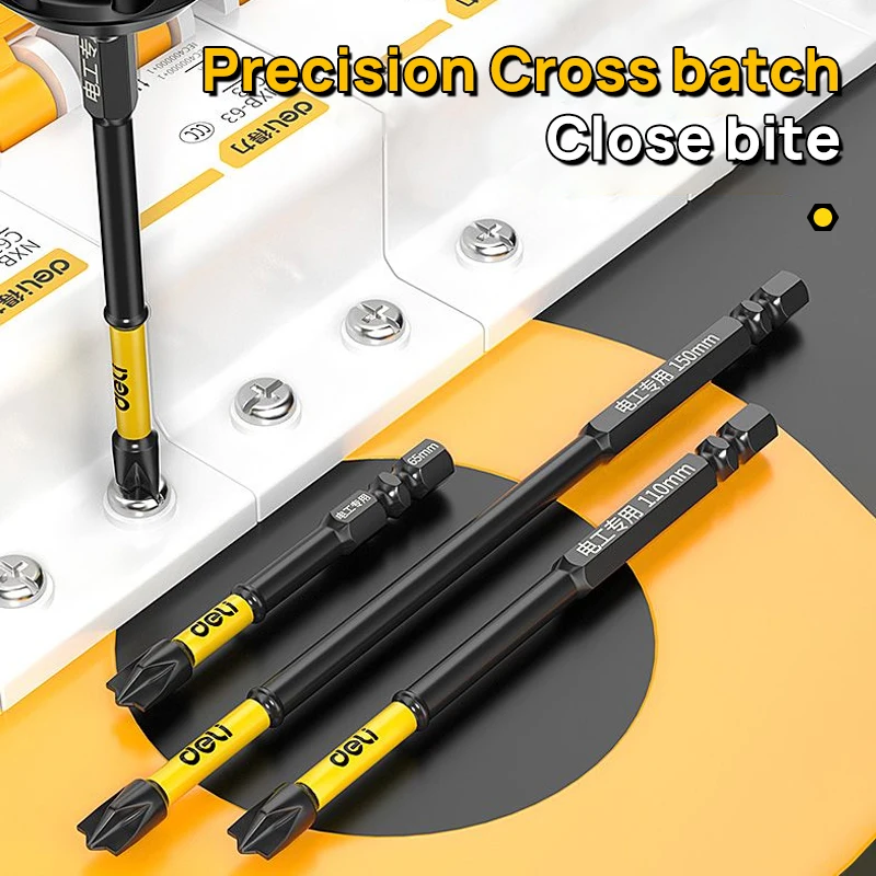 Deli PH2 Screwdriver Magnetic Batch Head Impact Strong Cross High Hardness 65/110/150mm Anti Non-slip WaterProof Tools