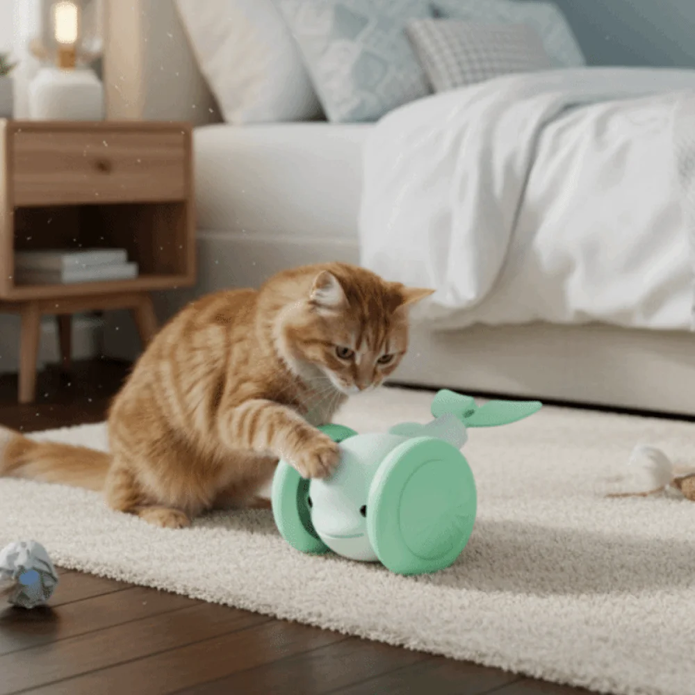 

USB Charging Cat Interactive Whale Toy Running Car Interactive Cat Teaser Toy Plastic Electric Whale Car Toy Self Entertainment