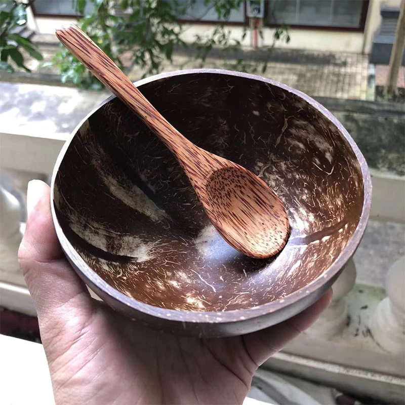 Natural Coconut Bowl Simple Wooden Handmade Big Belly Bowl Creative Healthy Tableware Suitable For Dessert Fruit Salad