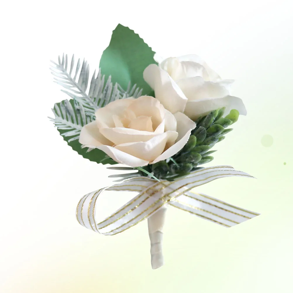

Artificial Flower Brooch Elegant Lifelike Bridal Corsage Wedding Brooch for Bridesmaids Party Prom Banquet Pin