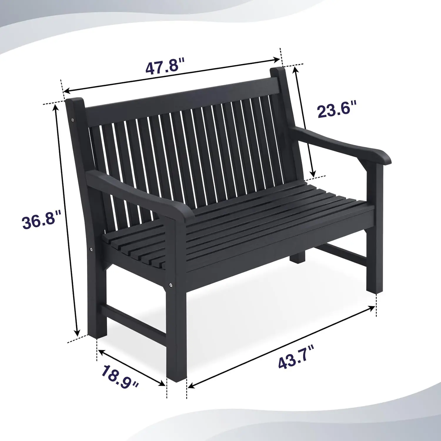 Garden Bench, 2-Person Poly Lumber Patio Bench, All-Weather Outdoor Bench That Never Rot, Memorial Bench, Suit for Garde