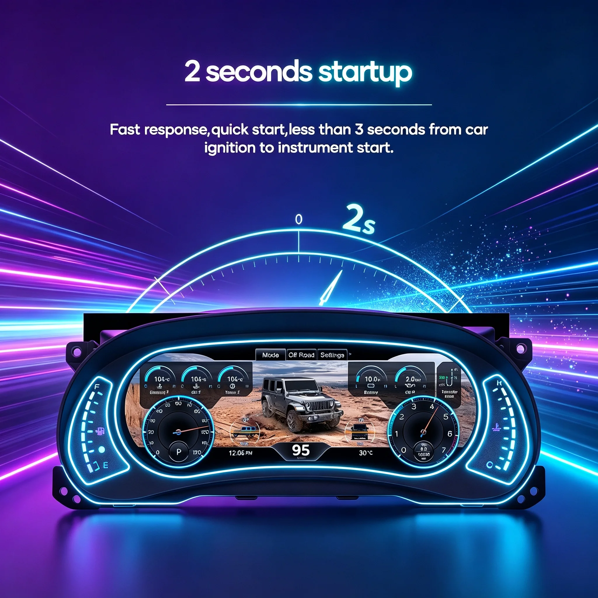 WOWUSEFUL 12.3 Inch LCD Instrument Panel For Jeep Wrangler  2011-2017 Virtual Cockpit Digital Car Speedometer