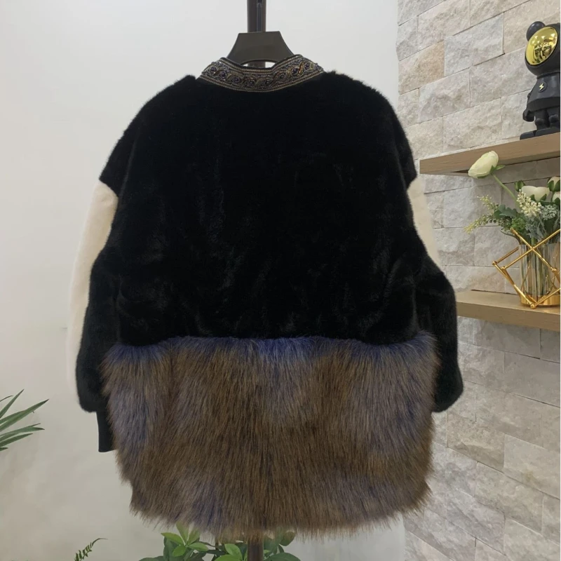 Mink Faux Fox Fur Coat Women Mid-Length Fashionable Elegant Luxury Furry Outerwear Loose Artificial Fur Jacket Winter New 2024