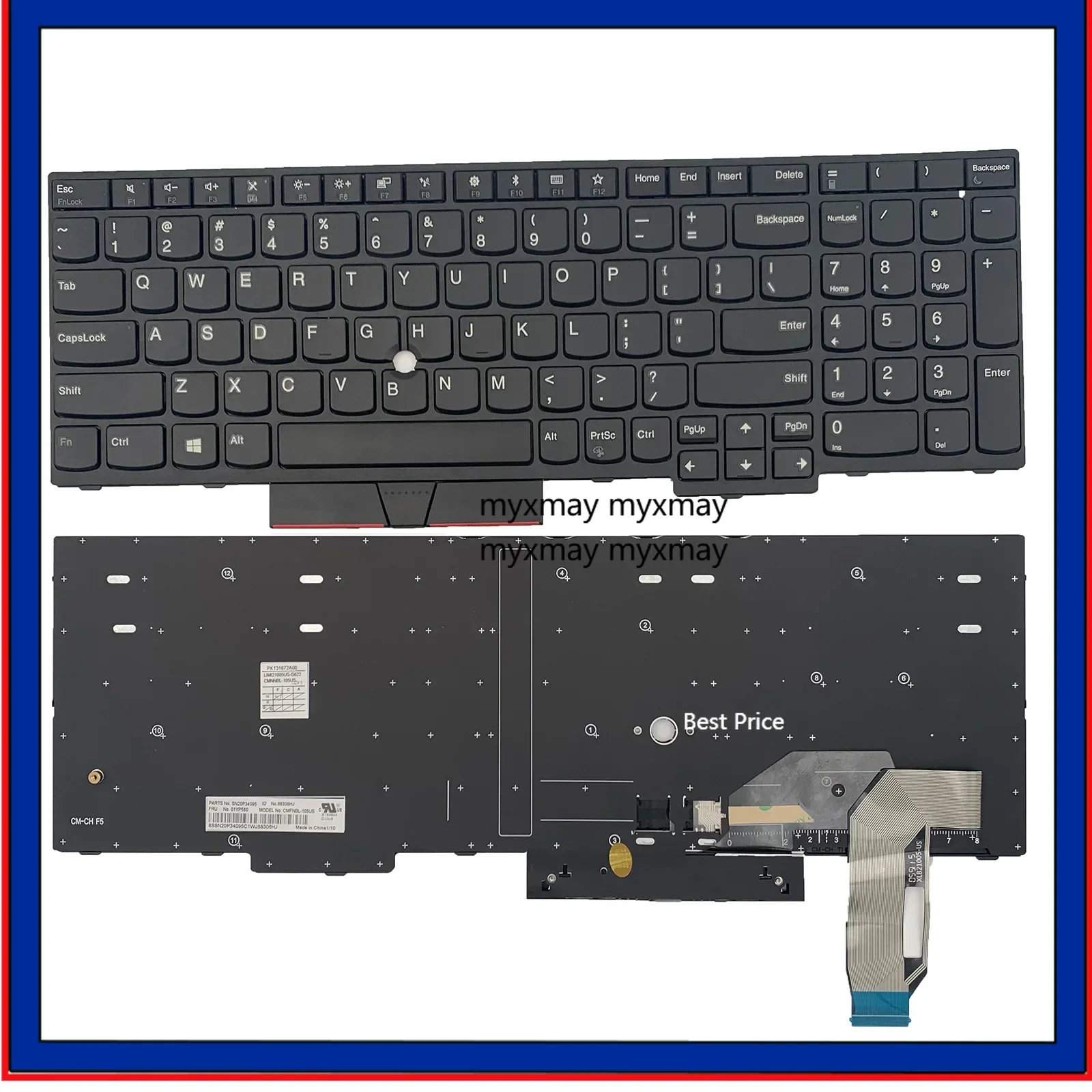 

New US English for Lenovo ThinkPad E590(20NB 20NC) E595(20NF) Keyboard 01YP670 01EN992