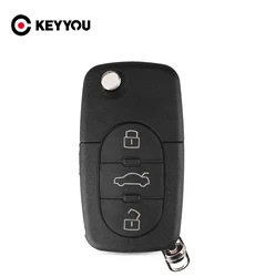 KEYYOU 3 Buttons Folding Flip Remote Key Shell & Blade HAA For Audi A2 A3 A4 A6 A8 TT CR2032 Fob Blank Case