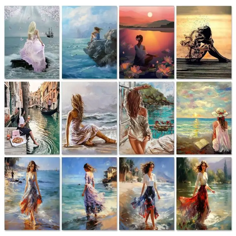 

GATYZTORY Scenery Pictures By Number Figure Painting Kits Home Decoration Painting By Number Landscape HandPainted Art Gift