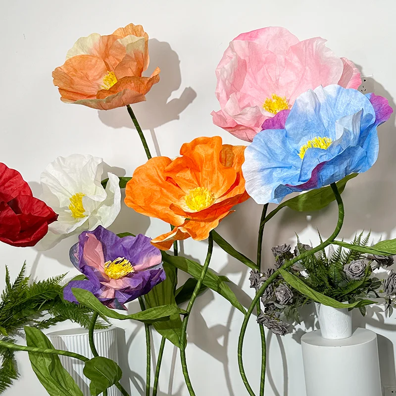 3Pcs/Set Wedding Decor Props Large Artificial Flowers Poppy Wedding Road Guide Flower Window Garden Decoration Home Decor Flower