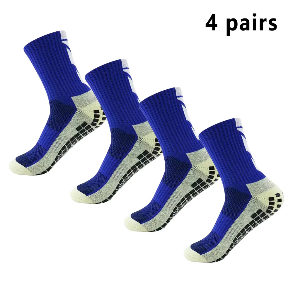 4 pairs of football socks sports socks men\'s mid-calf socks silicone non-slip dot socks basketball yoga socks