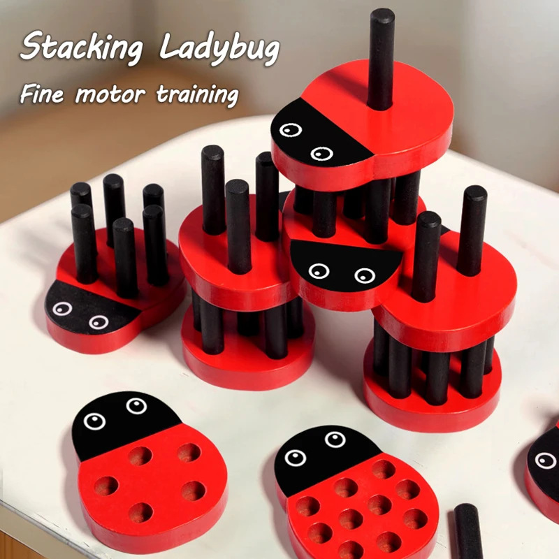 Marienkäfer-Stabzählspiel, Montessori-Mathe-Spielzeug für Kleinkinder, Zahlen und Mengen lernen, passendes sensorisches Lernspielzeug