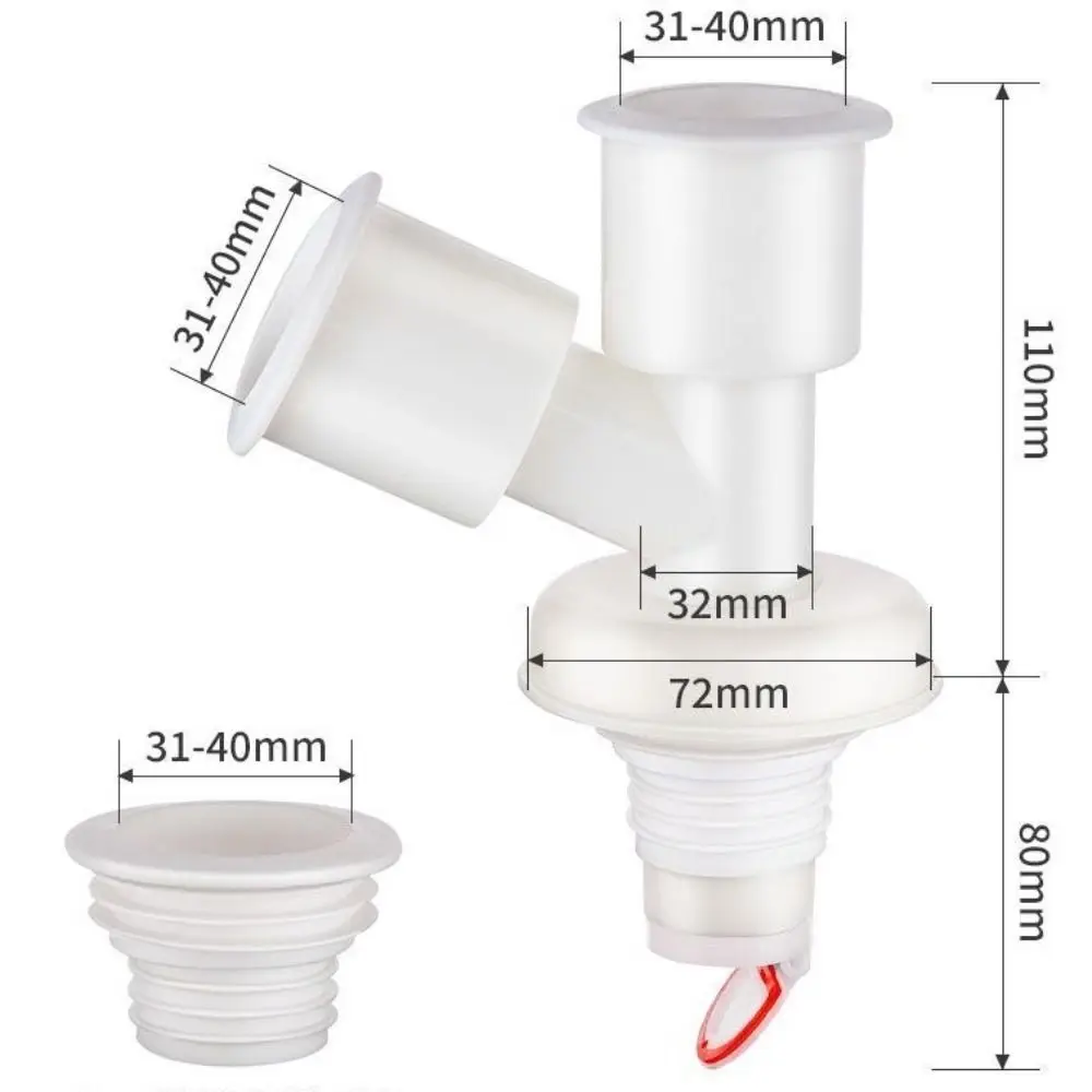 Dual-Interface Washing Machine Drain Tee Dual-Purpose Pipe Connector Floor Drain Joint Two-In-One Anti-Return Drain Pipe Tee