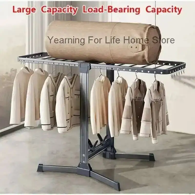 접이식 빨래 건조대, 내구성 있는 액세서리, 옷걸이 스탠드, 나무 바닥, 스테인리스 스틸, 발코니용 높이 조절 가능