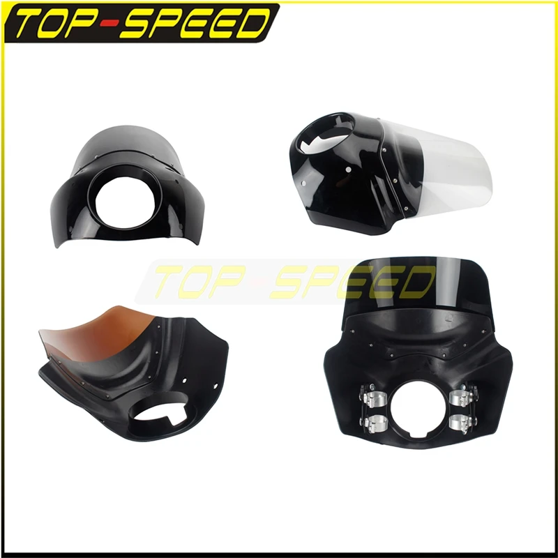 Front Fairing Headlight Cowl Mask Wind Shield Screen Relocation Bracket For Harley Dyna FXD FXDW FXDB FXDL FXDC Cafe Racer Bob