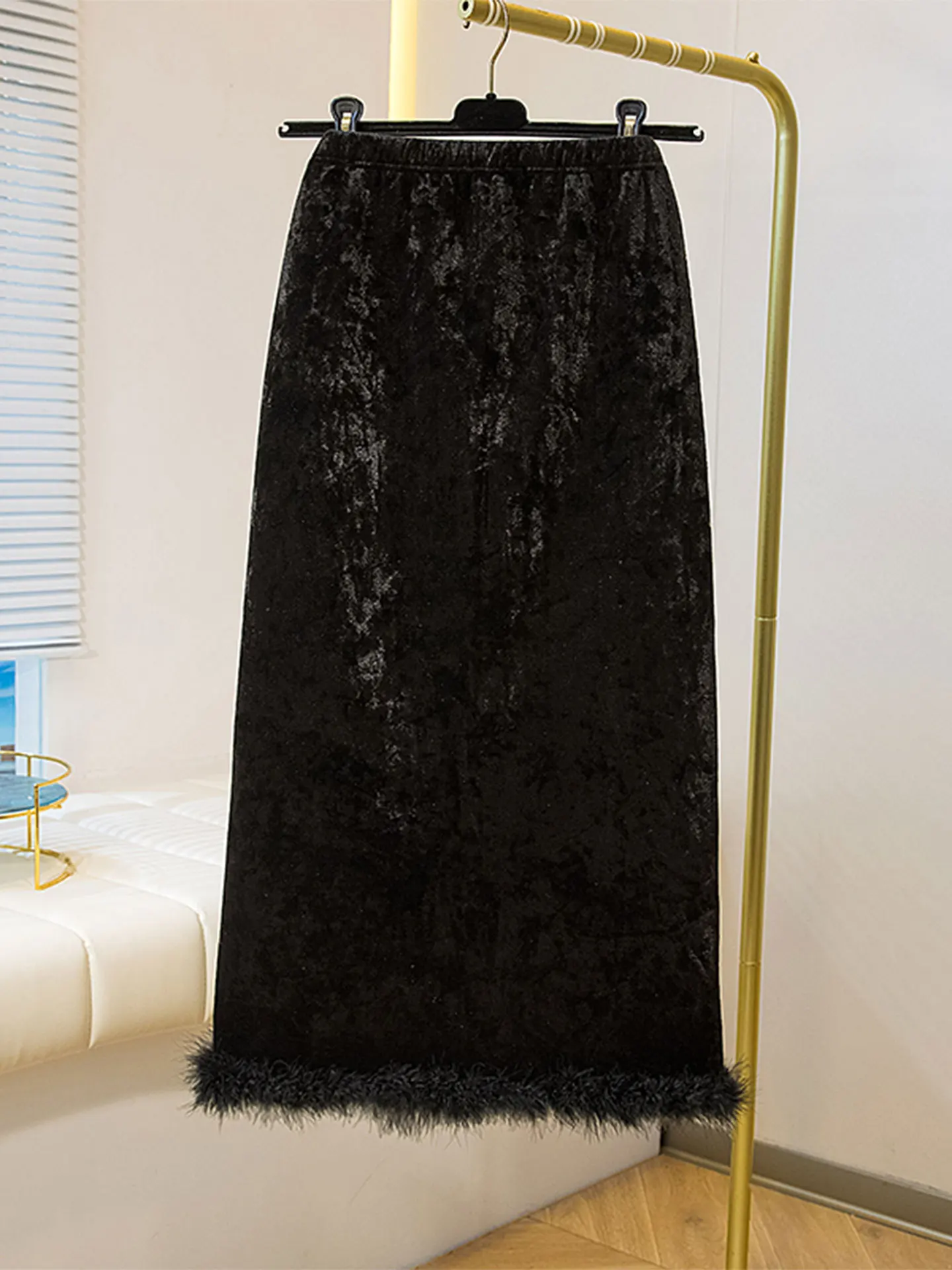 

High Waist Knitted Midi Skirt for Women Winter plus Size Straight Cut Hip Covering Chinese Sle f-length Skirts