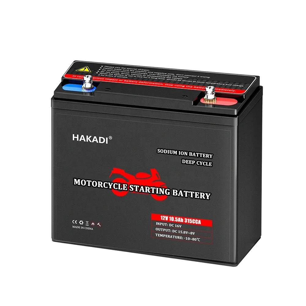 HAKADI Sodium ION Battery Pack 12v 10A Motor Starting Power 315CCA  20C 200A Current Built in Balancer Customize logo NA+