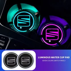 1Set Car Interior LED Luminous Water Coaster Car Accessories For Seat Cupra FR 5f Ibiza 6l 1p Mk2 Mk3 Leon Ateca Tarraco Arona