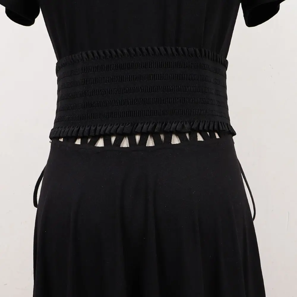 Moon Zipper Pendant Leopard Print Cummerbunds PU Leather Waistband Hollow Corset Belts High Waist Elastic Wide Waist Belt